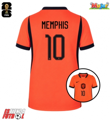 Países Bajos Memphis Depay #10 Primera Equipación Mujer Mundial 2026 Manga Corta